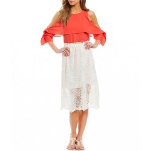 NWT Gibson Latimer Lace Overlay Skirt Small